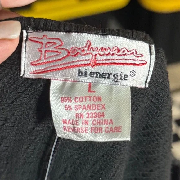 Black Ribbed Bodysuit Long Sleeve Deep V Neckline Casual Top - Picture 2 of 3